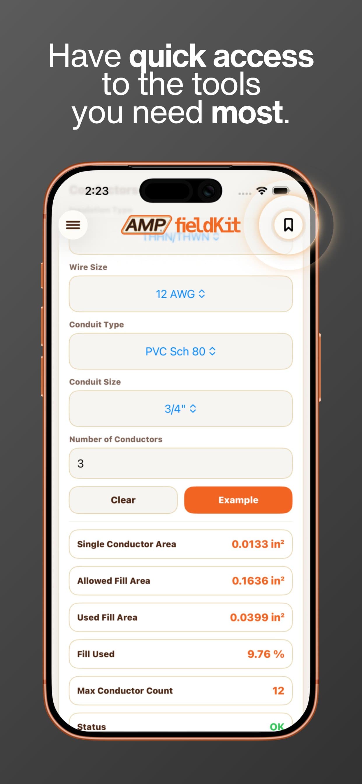 Conduit fill calculator